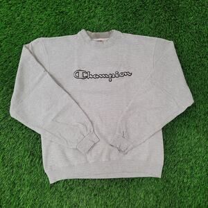 Vintage 90s Champion Script-Logo Sweatshirt Large 21x24 Cropped